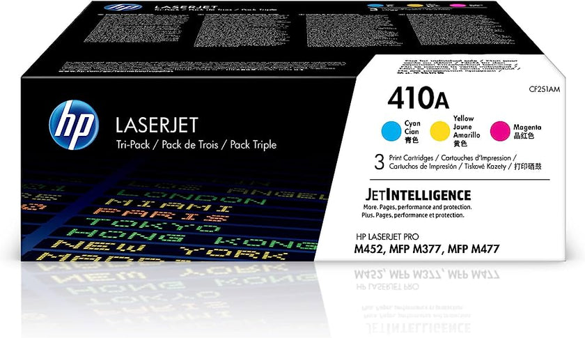 HP 410A (CF251AM) Cyan, Magenta, Yellow Original LaserJet Toner Cartridge, 3/Pack
