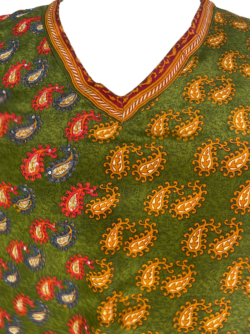 PRC6119 Avatar Pure Silk Short Kaftan Tunic without Slits