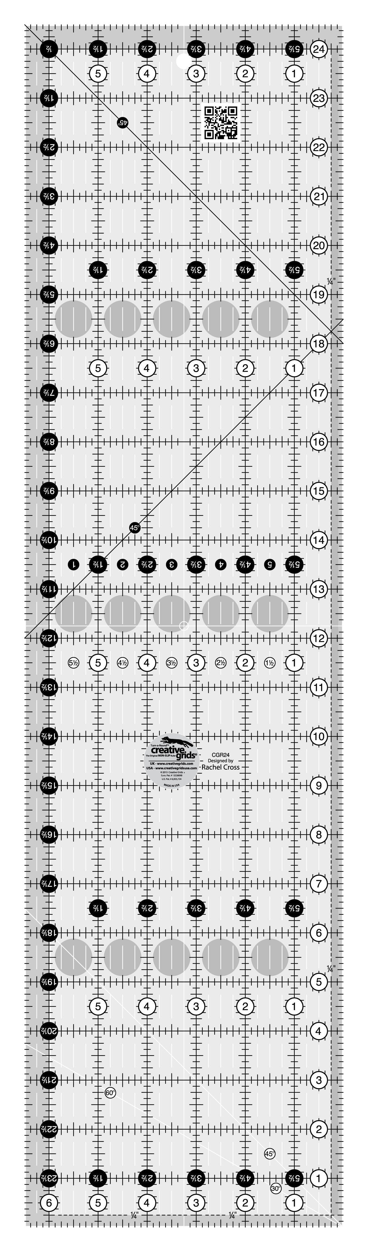 Creative Grids Quilt Ruler 6-1/2in x 24-1/2in LEFT HAND