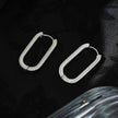 CHANDA White Gold (Silver Toned): Rounded Corners Rectangular Hoop Earrings