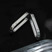 CHANDA White Gold (Silver Toned): Rounded Corners Rectangular Hoop Earrings