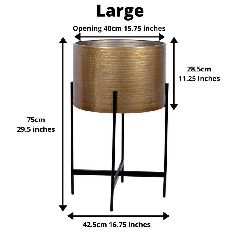 Chava - Brass Mid-Century Planter With Black Stand (Multiple Sizes)