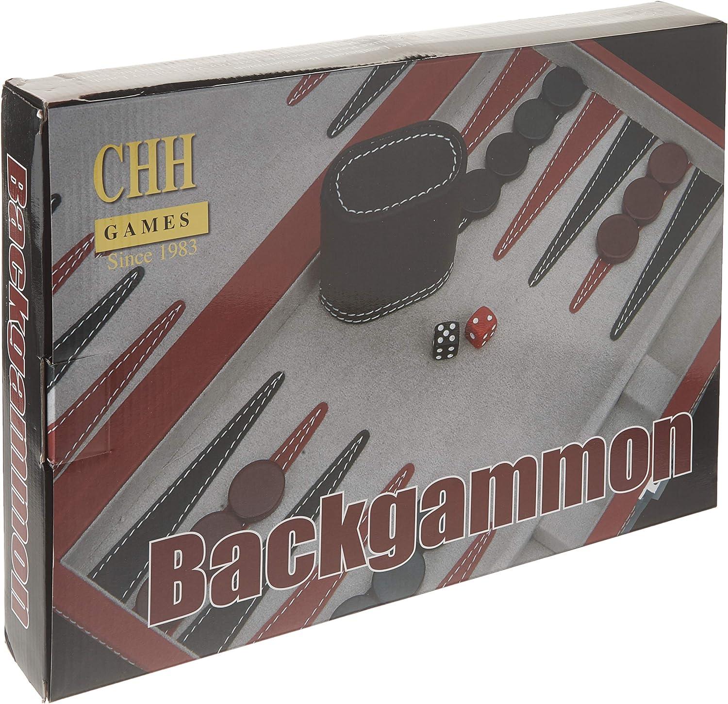 CHH Games - Backgammon - 15 Inch Black&Red Leatherette Backgammon