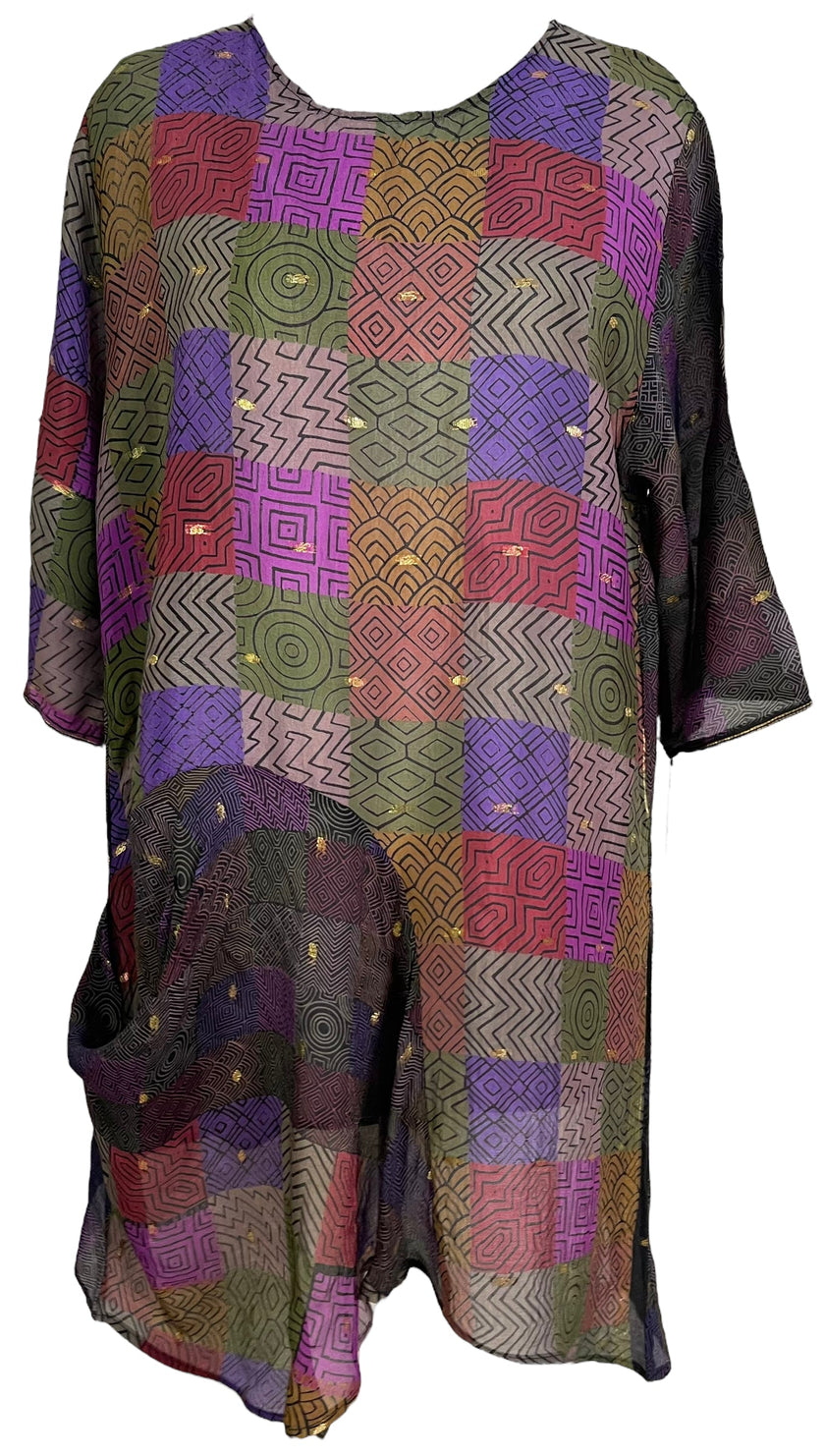 PRC6061 Avatar Pure Silk Self Pocket Tunic Dress