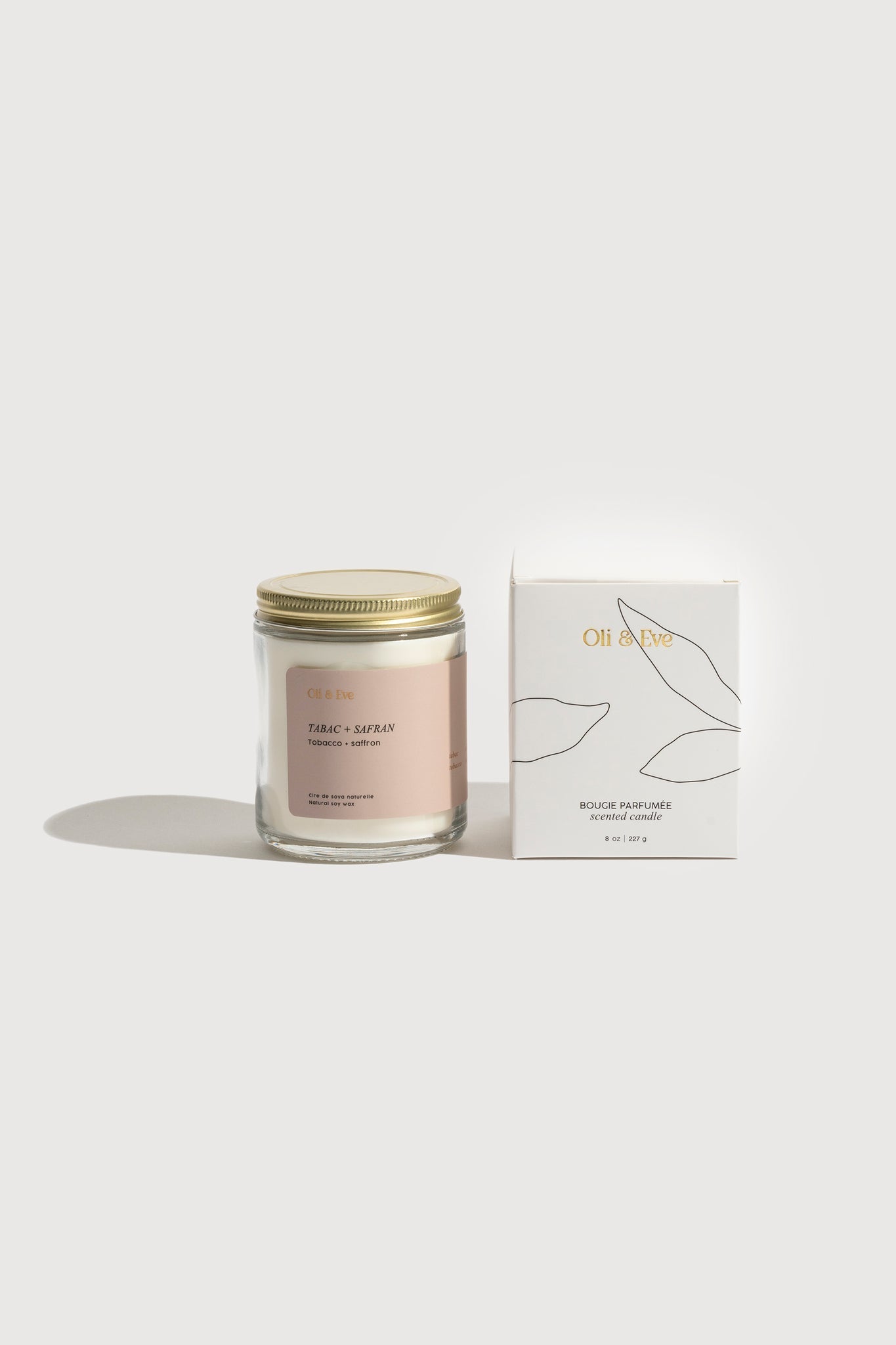 Bougie oli et ève tabac safran 8oz verre