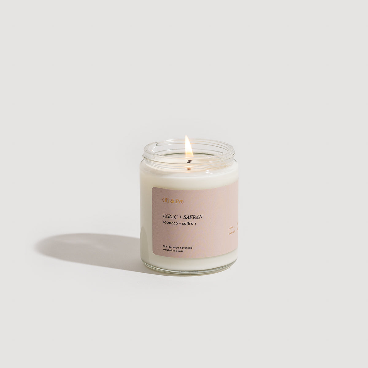 Bougie oli et ève tabac safran 8oz verre