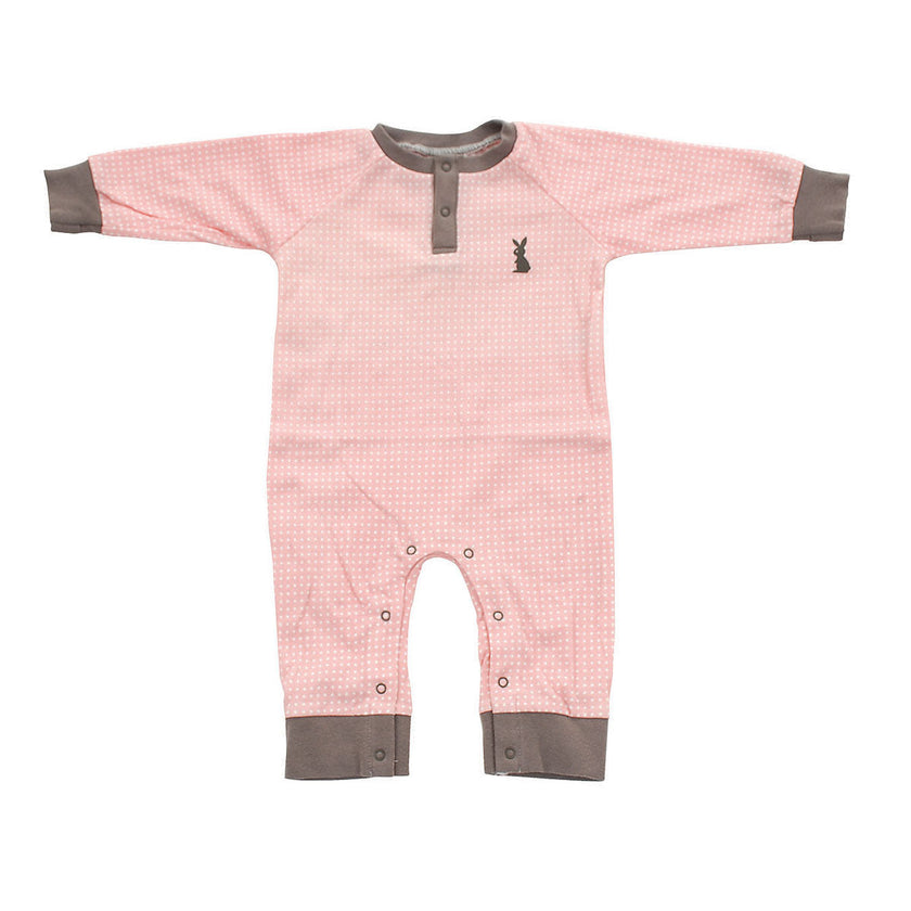 Combinaison à manches longues en coton biologique (pois blush)