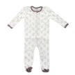 Pyjama pieds chauds en coton bio - Imprimé hibou nuage argenté