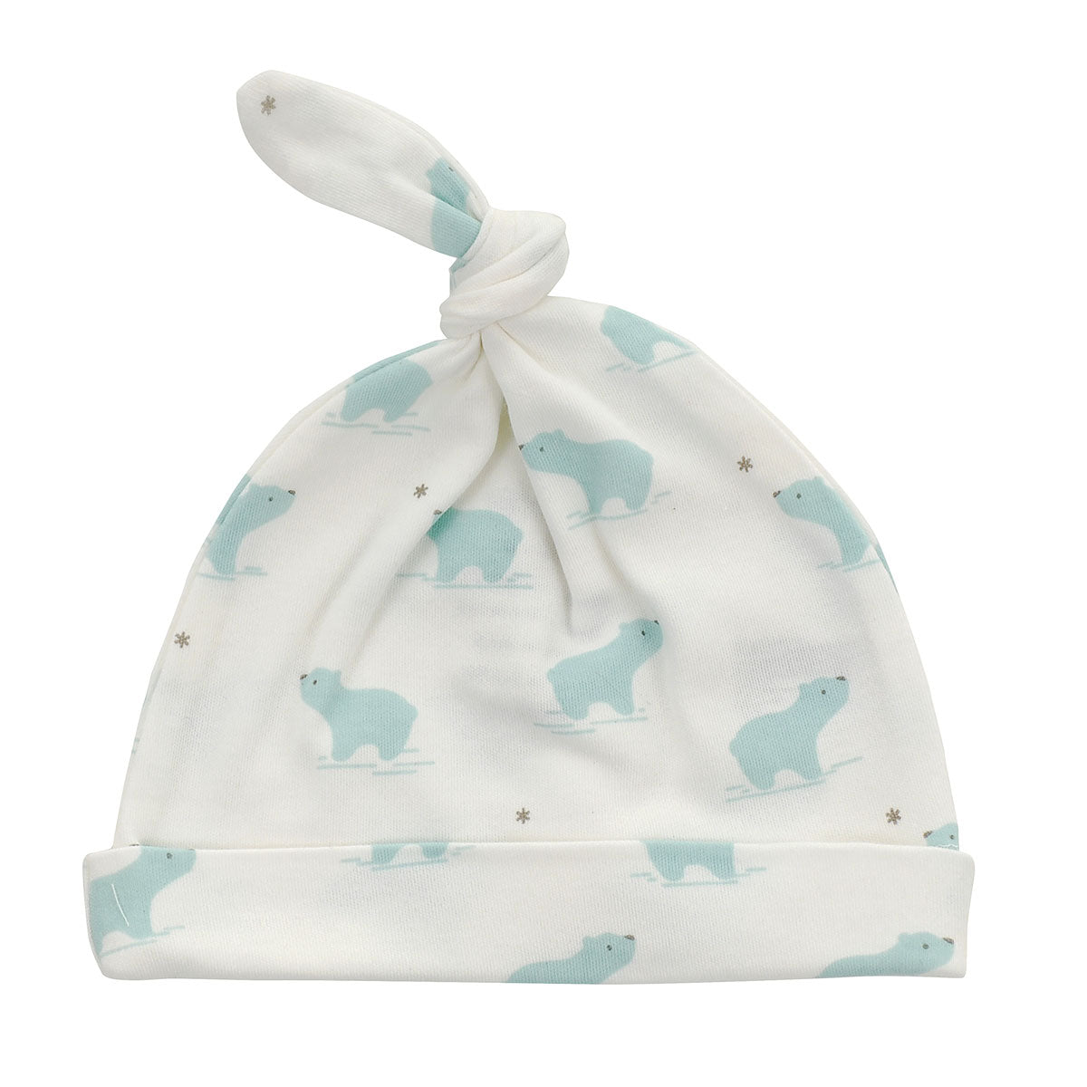 Chapeau en coton bio à nœud - Motif ours bleu arctique