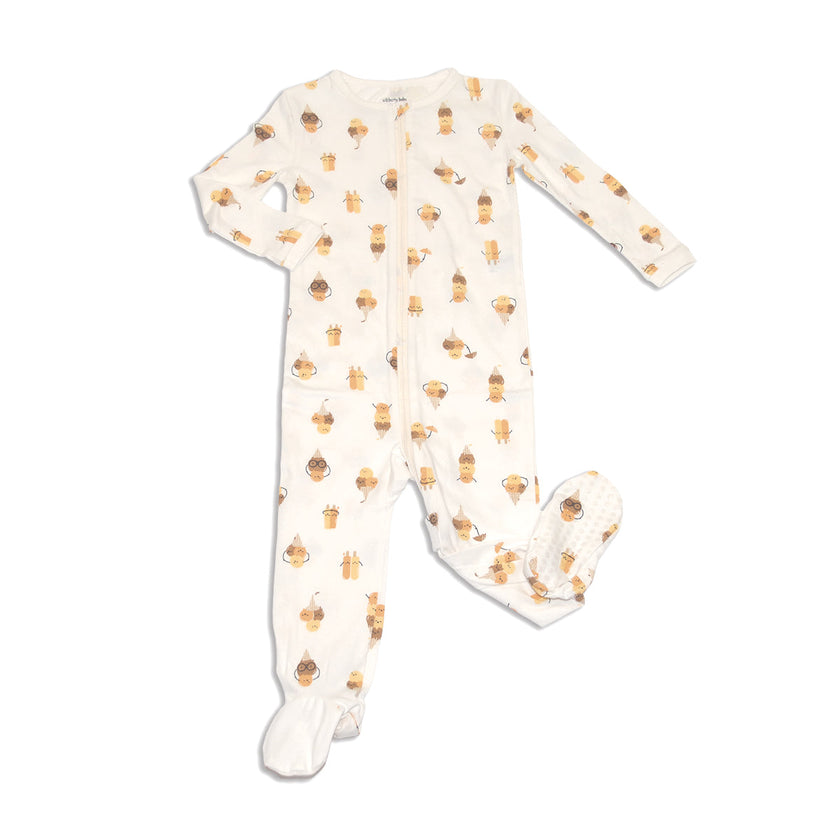 Chaussons à fermeture éclair en coton biologique (motif Icy Pals)