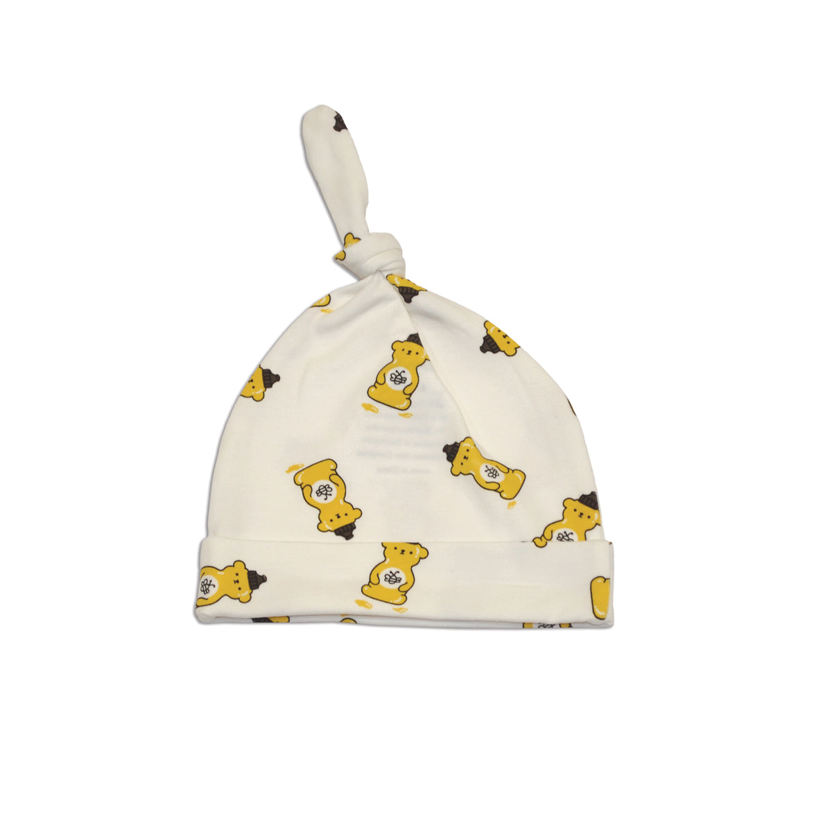 Chapeau à nœud en coton biologique (imprimé ours en miel)
