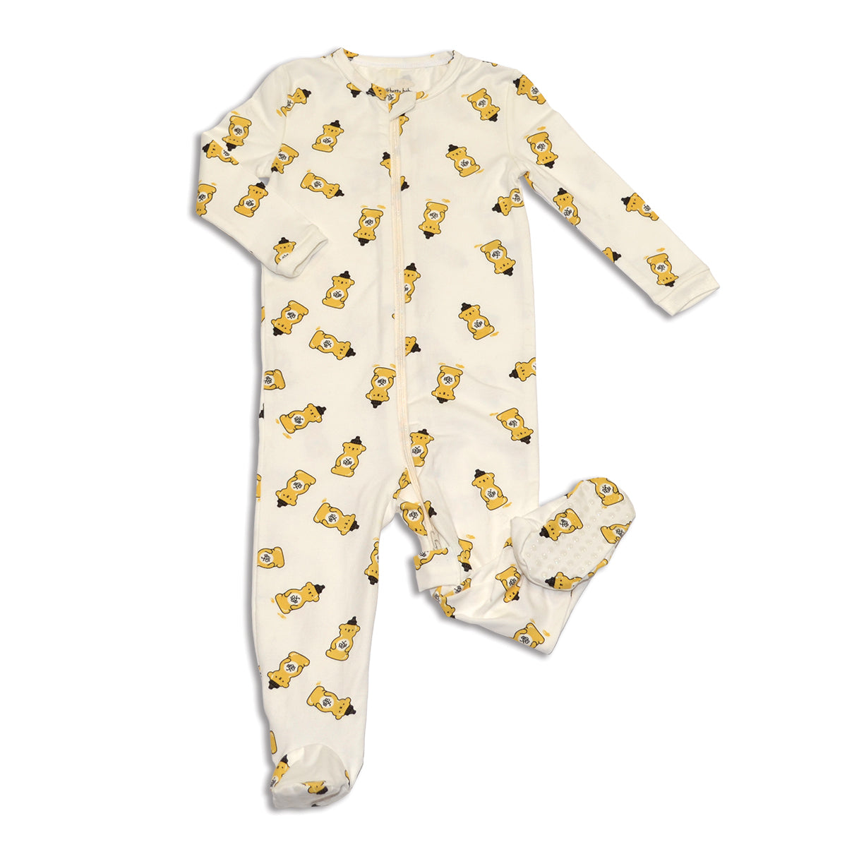 Chaussons à fermeture éclair en coton biologique (motif ours en miel)