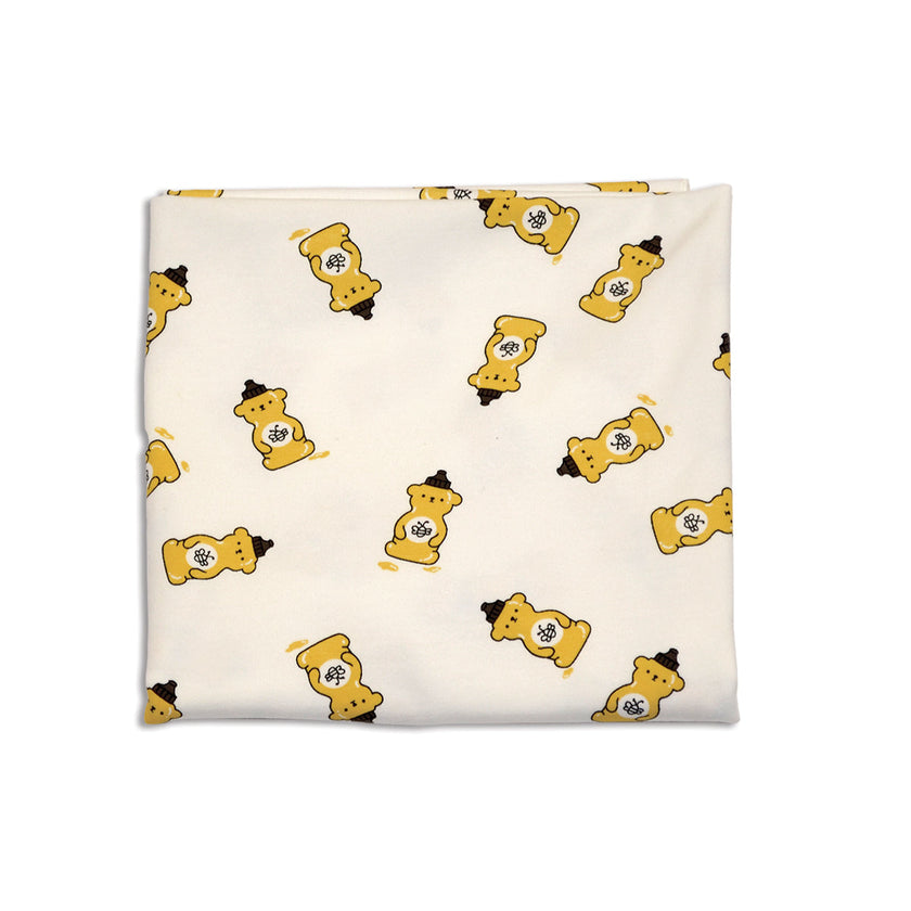 Couverture d'emmaillotement en coton biologique (motif ours en miel)