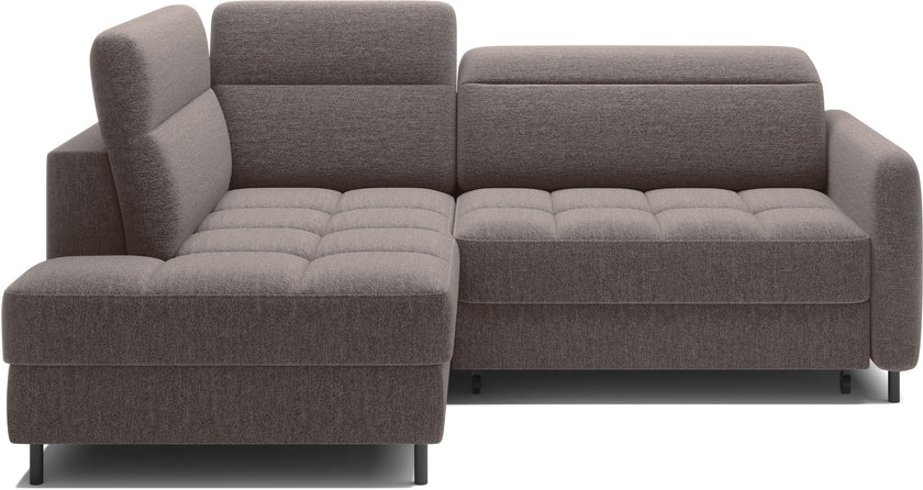 Barea 3 Seater Storage Sleeper Chaise Sofa - Fudge Brown