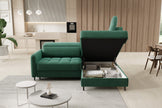 Barea 3 Seater Storage Sleeper Chaise Sofa - Emerald Green
