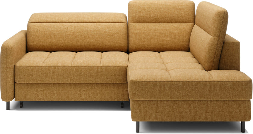 Barea 3 Seater Storage Sleeper Chaise Sofa - Mustard