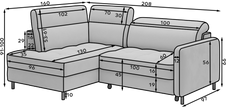 Barea 3 Seater Storage Sleeper Chaise Sofa - Fudge Brown
