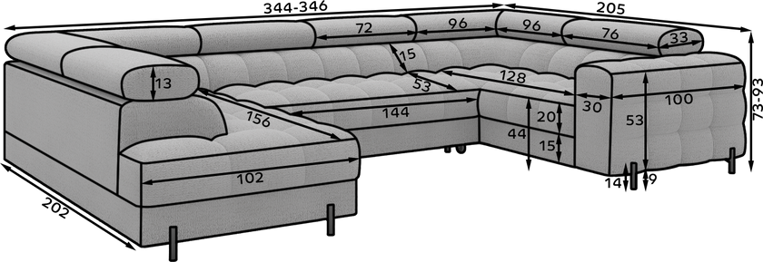 Fectory Sectional Storage Sleeper Chaise Sofa - Grey