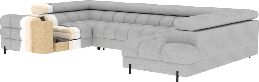 Fectory Sectional Storage Sleeper Chaise Sofa - Taupe