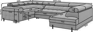 Fectory Sectional Storage Sleeper Chaise Sofa - Taupe