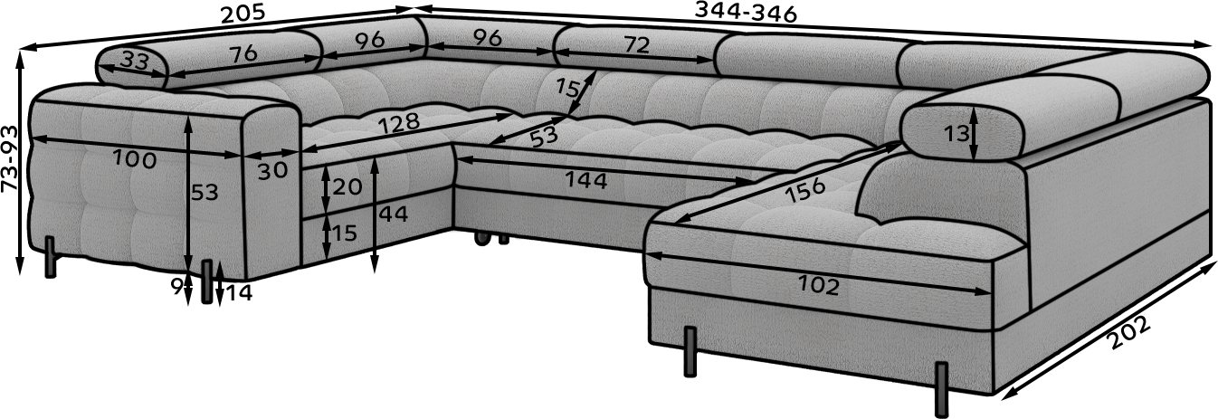 Fectory Sectional Storage Sleeper Chaise Sofa - Taupe