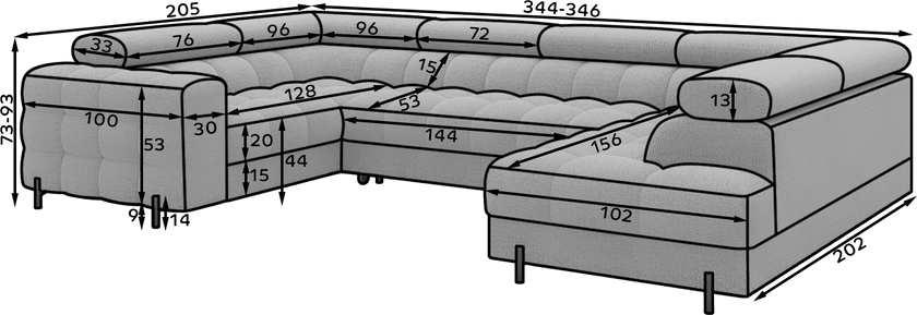 Fectory Sectional Storage Sleeper Chaise Sofa - Grey