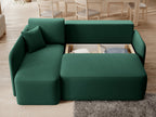 Hadson 3 Seater Storage Sleeper Chaise Sofa - Emerald Green