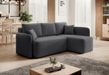 Hadson 3 Seater Storage Sleeper Chaise Sofa - Grey