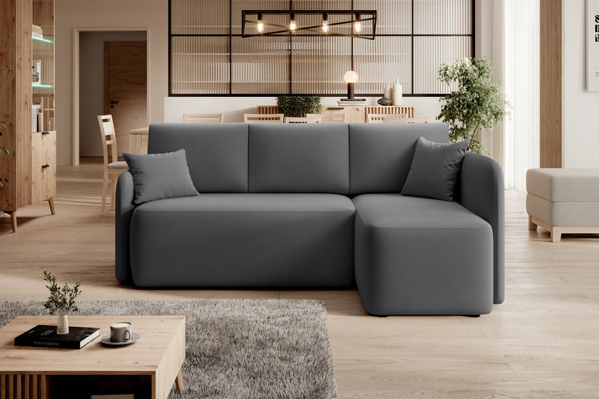 Hadson 3 Seater Storage Sleeper Chaise Sofa - Grey