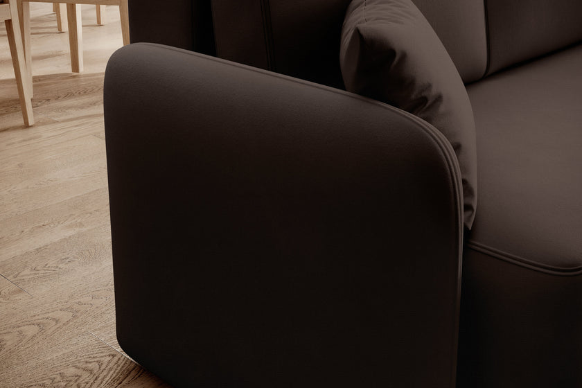 Hadson 3 Seater Storage Sleeper Chaise Sofa - Dark Brown