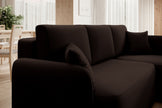 Hadson 3 Seater Storage Sleeper Chaise Sofa - Dark Brown