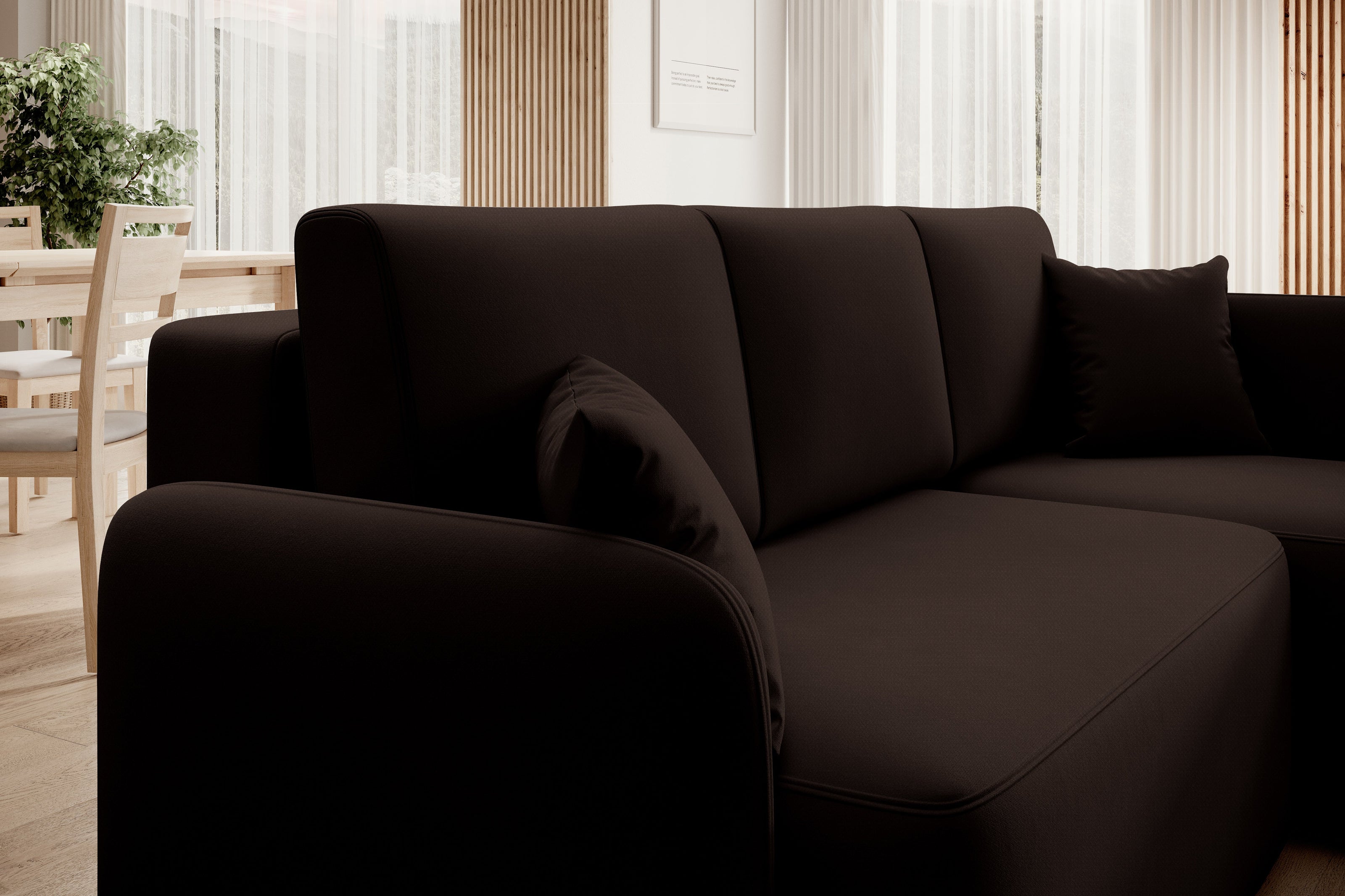 Hadson 3 Seater Storage Sleeper Chaise Sofa - Dark Brown