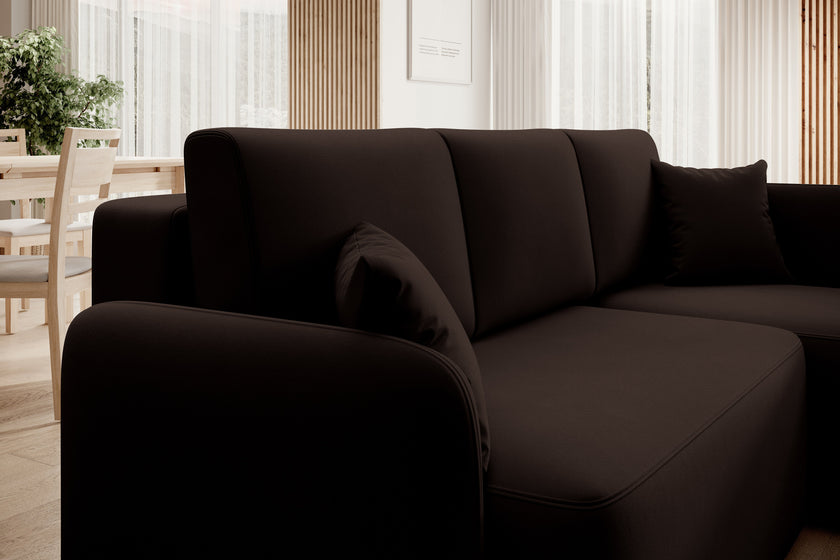 Hadson 3 Seater Storage Sleeper Chaise Sofa - Dark Brown