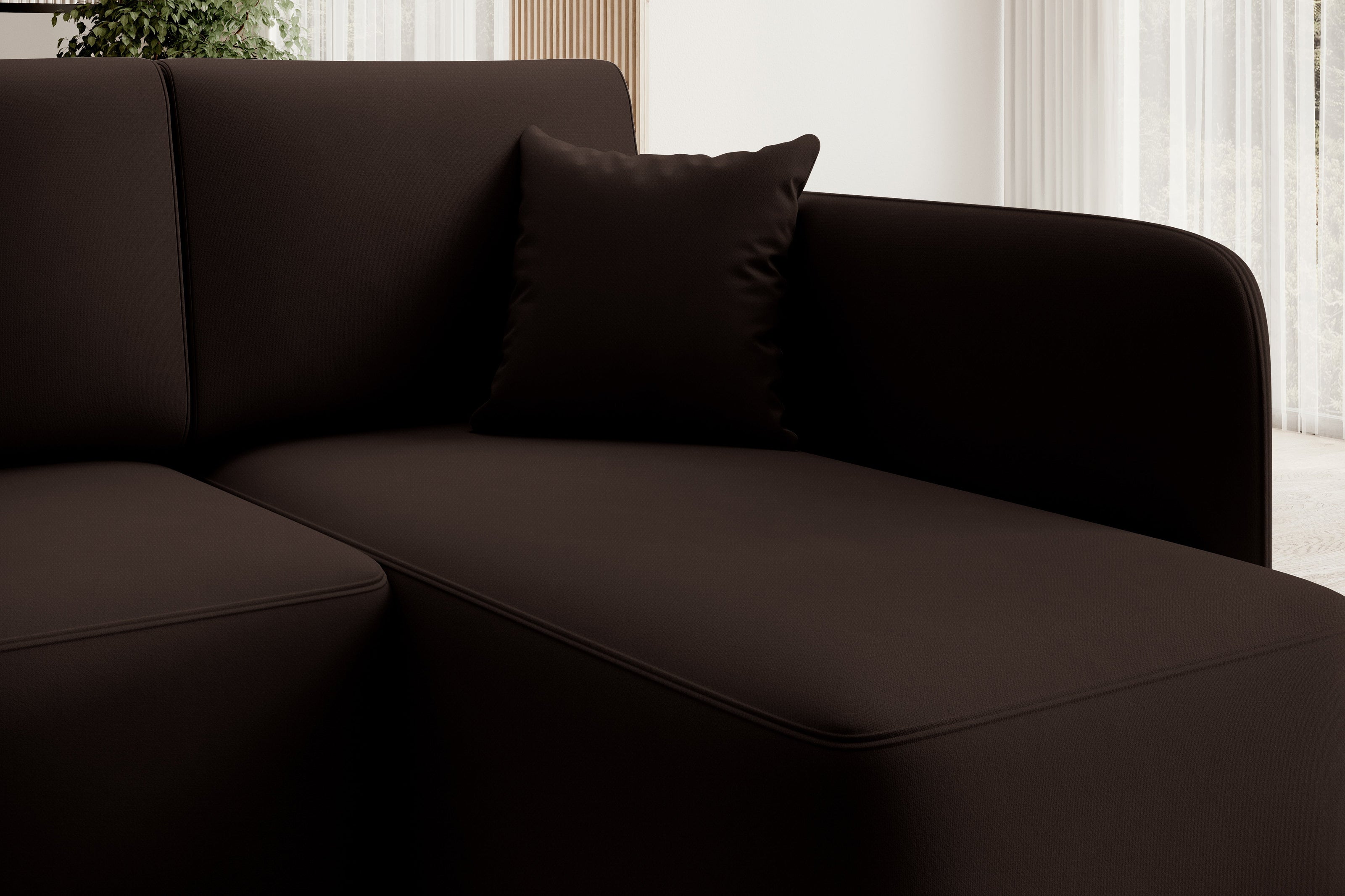 Hadson 3 Seater Storage Sleeper Chaise Sofa - Dark Brown