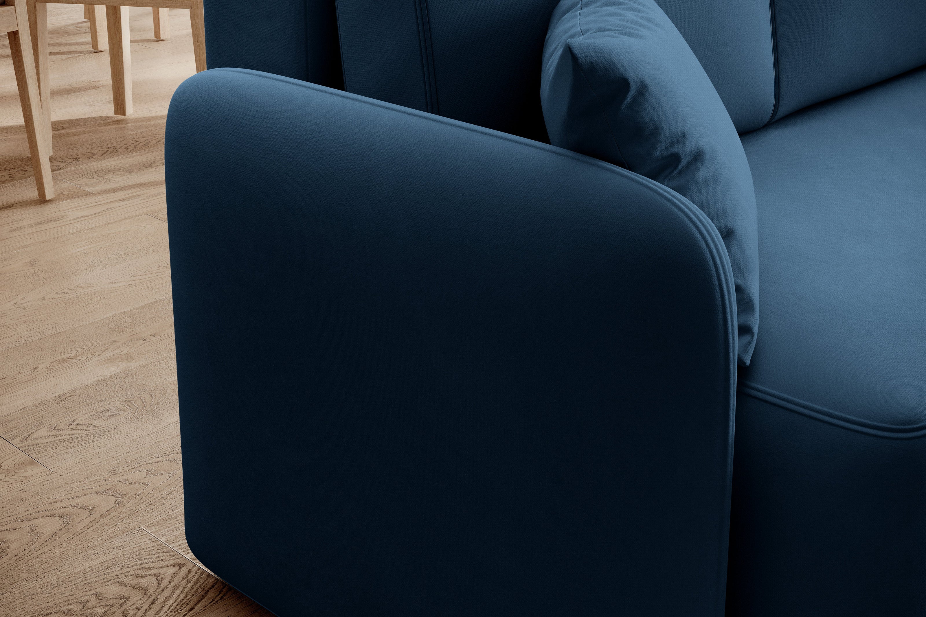 Hadson 3 Seater Storage Sleeper Chaise Sofa - Blue