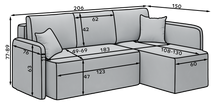 Hadson 3 Seater Storage Sleeper Chaise Sofa - Dark Brown