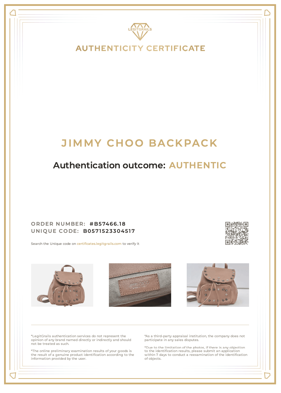 JIMMY CHOO Vintage Stella Star Studs Leather Backpack Pink Beige 7492K