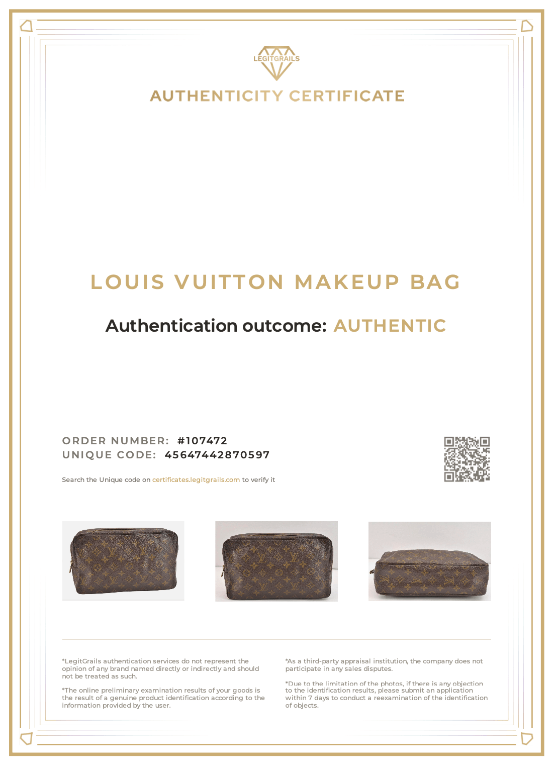 Louis Vuitton Monogram Trousse Toilette 28 Clutch Hand Bag M47522 LV 6922K