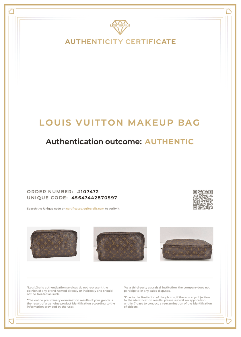 Louis Vuitton Monogram Trousse Toilette 28 Clutch Hand Bag M47522 LV 6922K