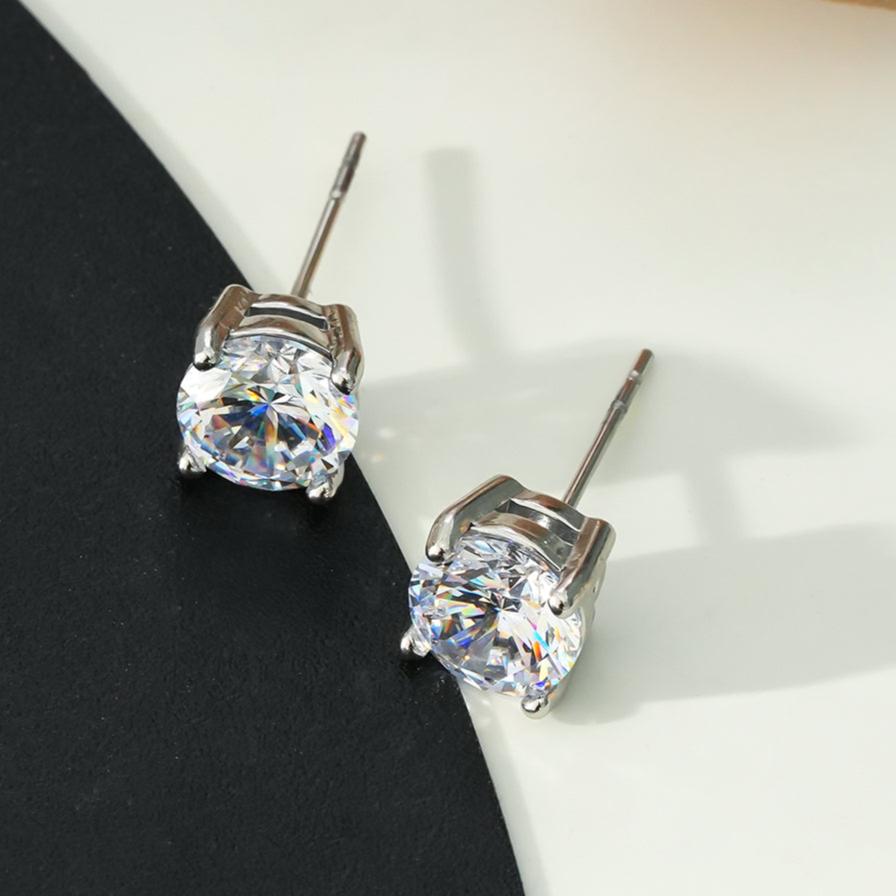 CODI Argent (Or Blanc) : Boucles d'oreilles quotidiennes essentielles en moissanite (alternative au diamant)