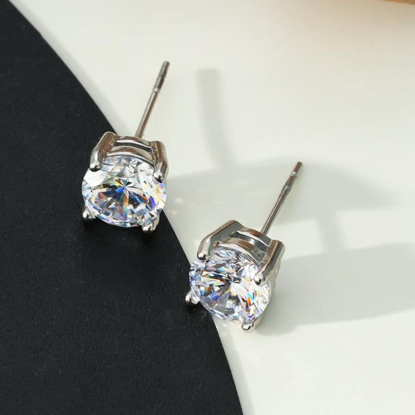 CODI Argent (Or Blanc) : Boucles d'oreilles quotidiennes essentielles en moissanite (alternative au diamant)