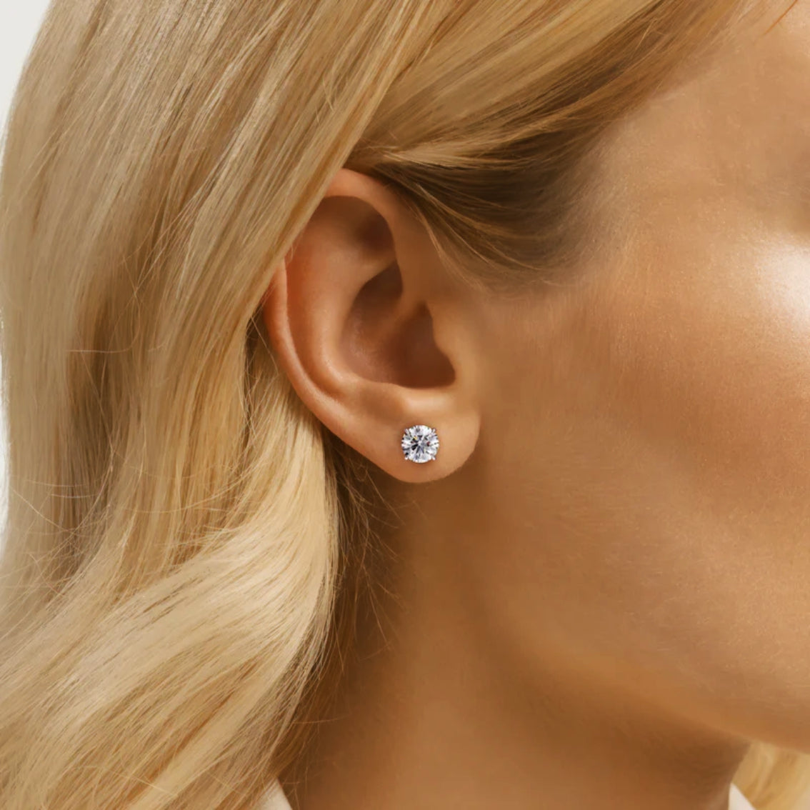 CODI Argent (Or Blanc) : Boucles d'oreilles quotidiennes essentielles en moissanite (alternative au diamant)