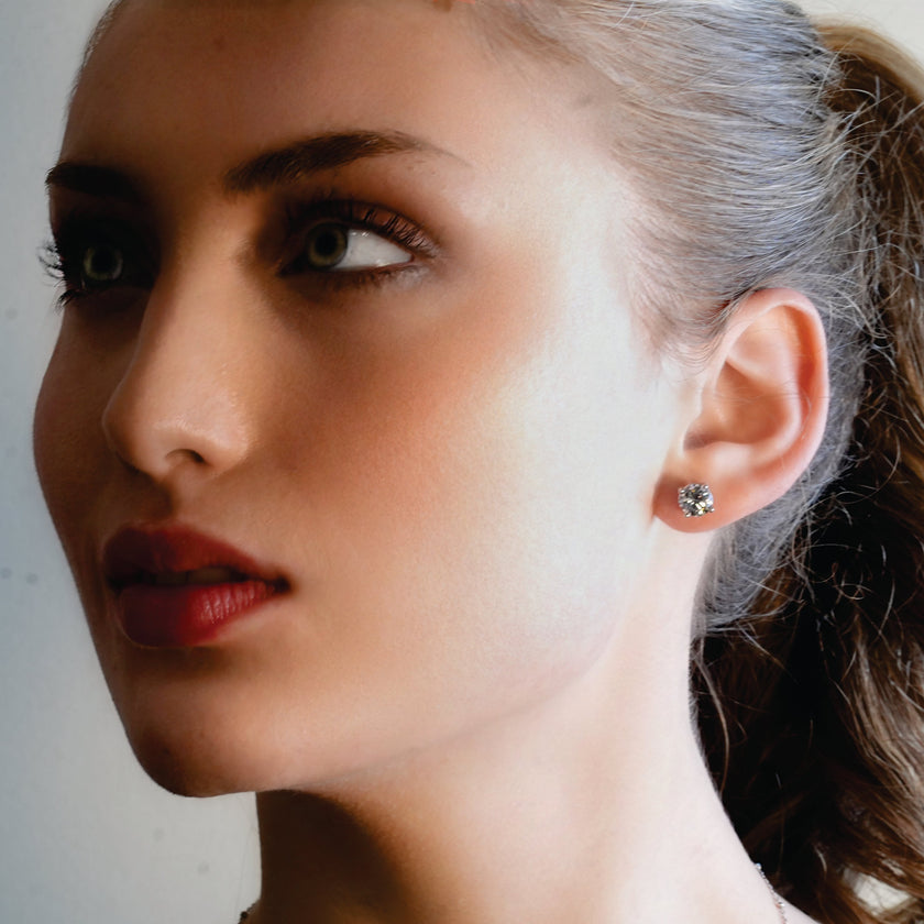 CODI Argent (Or Blanc) : Boucles d'oreilles quotidiennes essentielles en moissanite (alternative au diamant)