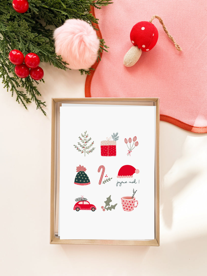 Coffret de 6 cartes de Noël pliées - Icônes