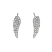 COMPTON Or Blanc (Ton Argenté) : Boucles d'oreilles en forme d'aile pavées de zircons scintillants – Élégance et brillance pour toutes les occasions.