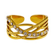 Style CORAZON : Bague à plusieurs anneaux entrelacés sertie de zircons.