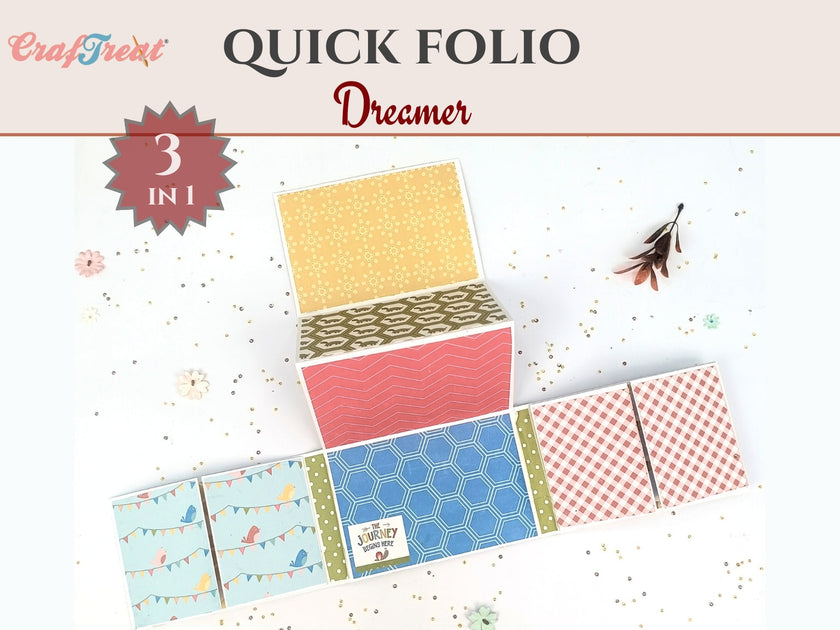 Craftreat Scrapbook Blank Quick Folio - Dreamer - Black, Kraft and White