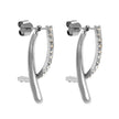 CREEDA Or Blanc (Couleur Argent) : Boucles d'oreilles créoles amovibles de forme avant-gardiste avec pierres précieuses en zircone.