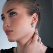CREEDA Or Blanc (Ton Argenté) : Boucles d'oreilles vintage serties de zircons avec breloque en forme de cœur en moissanite.
