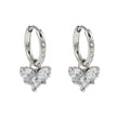 CREEDA Or Blanc (Ton Argenté) : Boucles d'oreilles vintage serties de zircons avec breloque en forme de cœur en moissanite.
